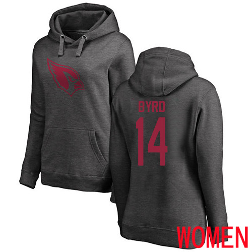 Arizona Cardinals Ash Women Damiere Byrd One Color NFL Football #14 Pullover Hoodie Sweatshirts->nfl t-shirts->Sports Accessory